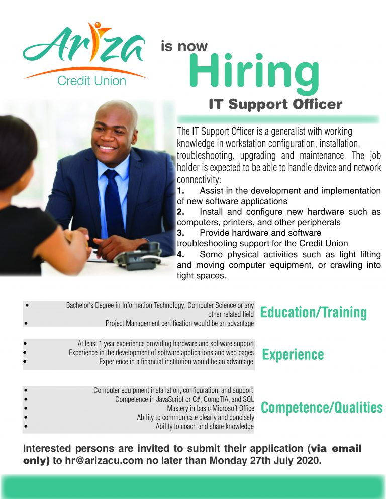 job-vacancy-it-support-officer-ariza-credit-union